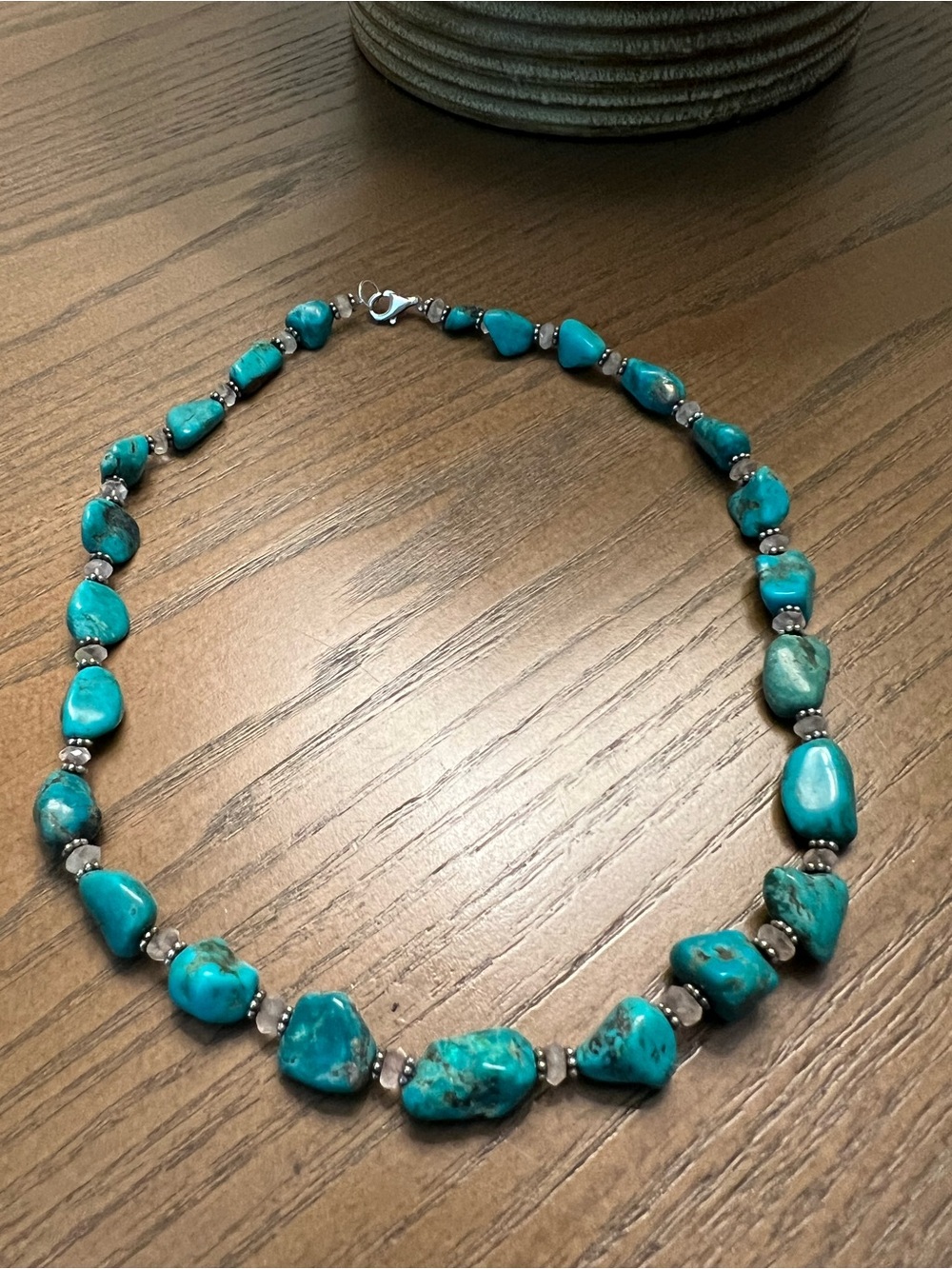 Turquoise Beaded Necklace - Genuine Turquoise Stone Necklace